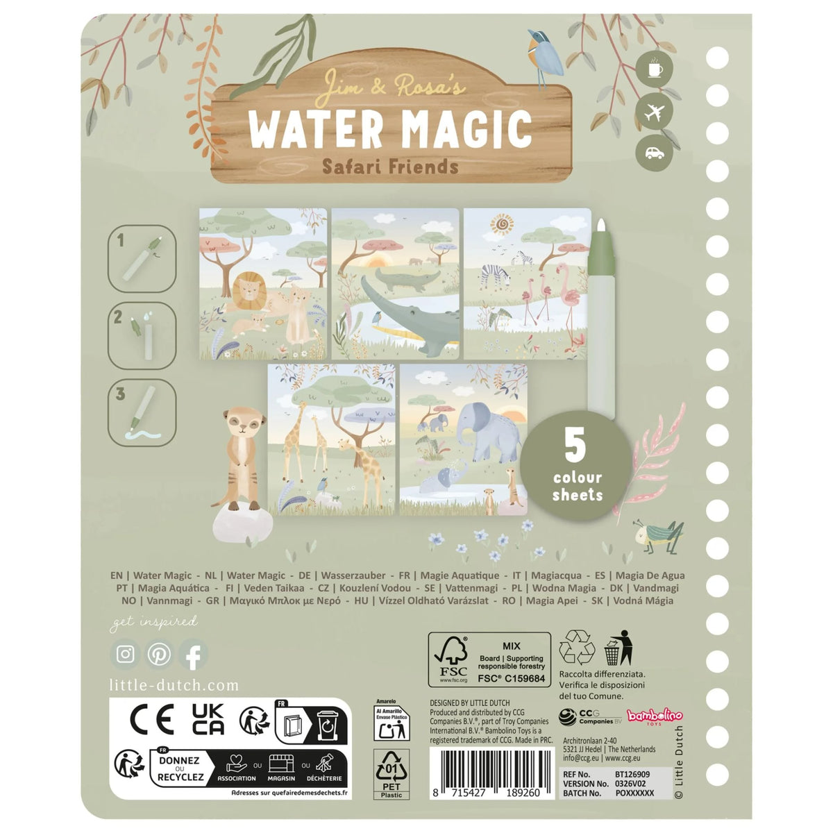 Waterkleurboek "Rosa Safari"