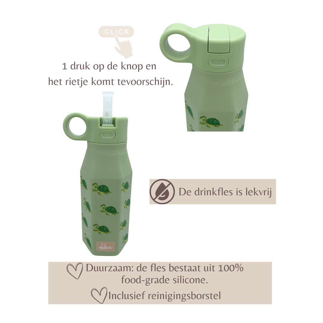 Mabebi drinkfles - schildpad - groen