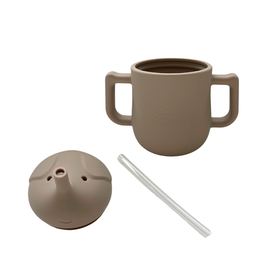 Mabebi "Pinnawala" drinkbeker met rietje beige
