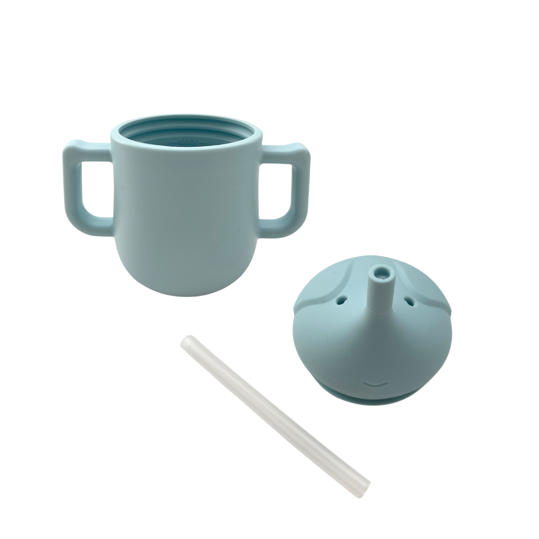 Mabebi "Pinnawala" drinkbeker met rietje blauw