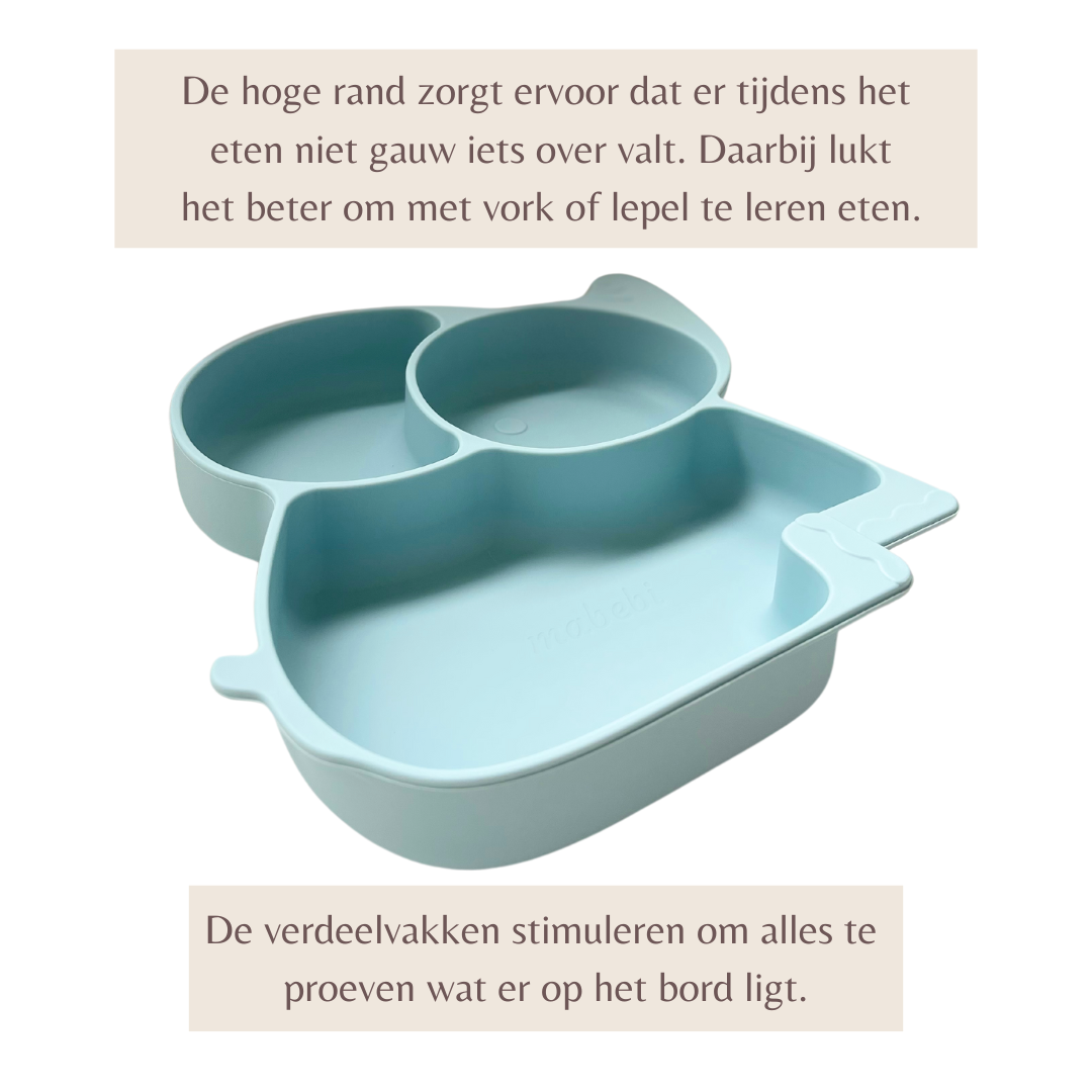Mabebi siliconen verdeelbord met zuignap blauw