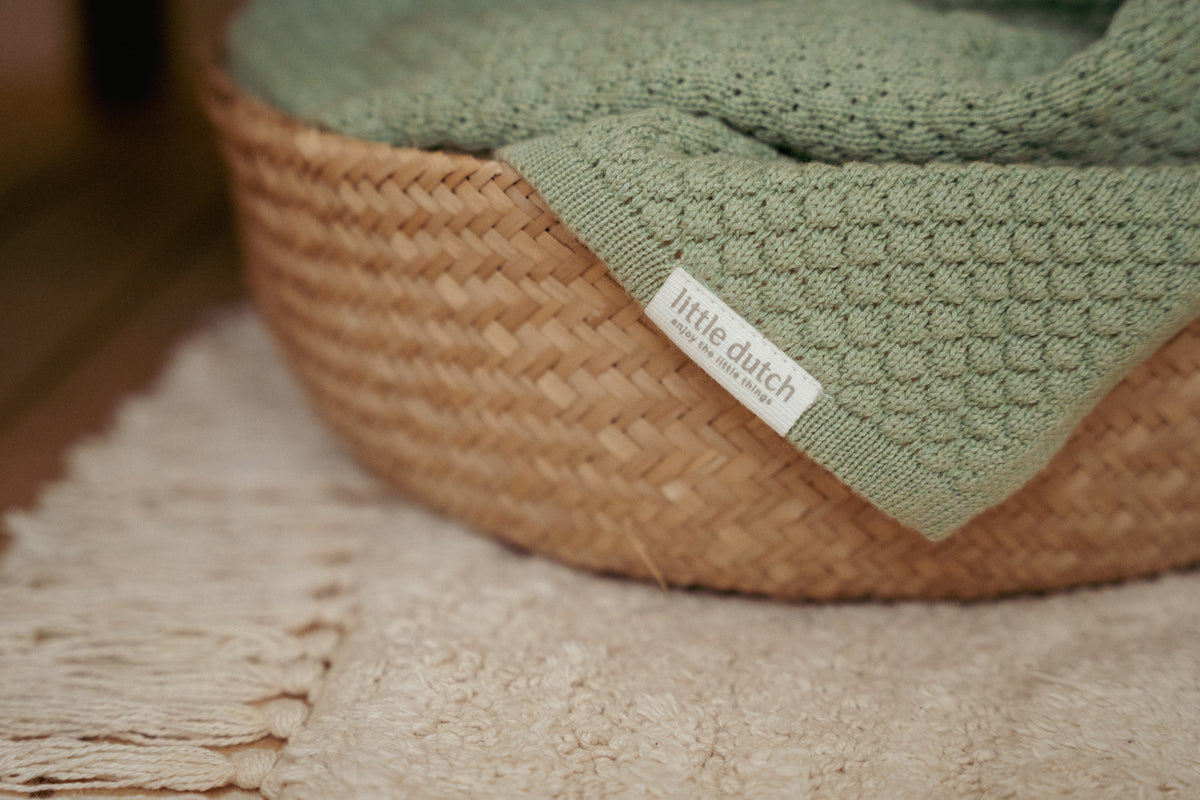 Little Dutch wiegdeken gebreid "Pure Sage"