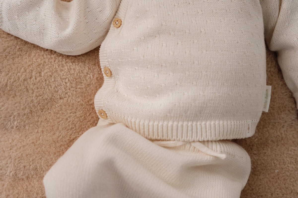 Gebreid vestje overslag wit Little Goose