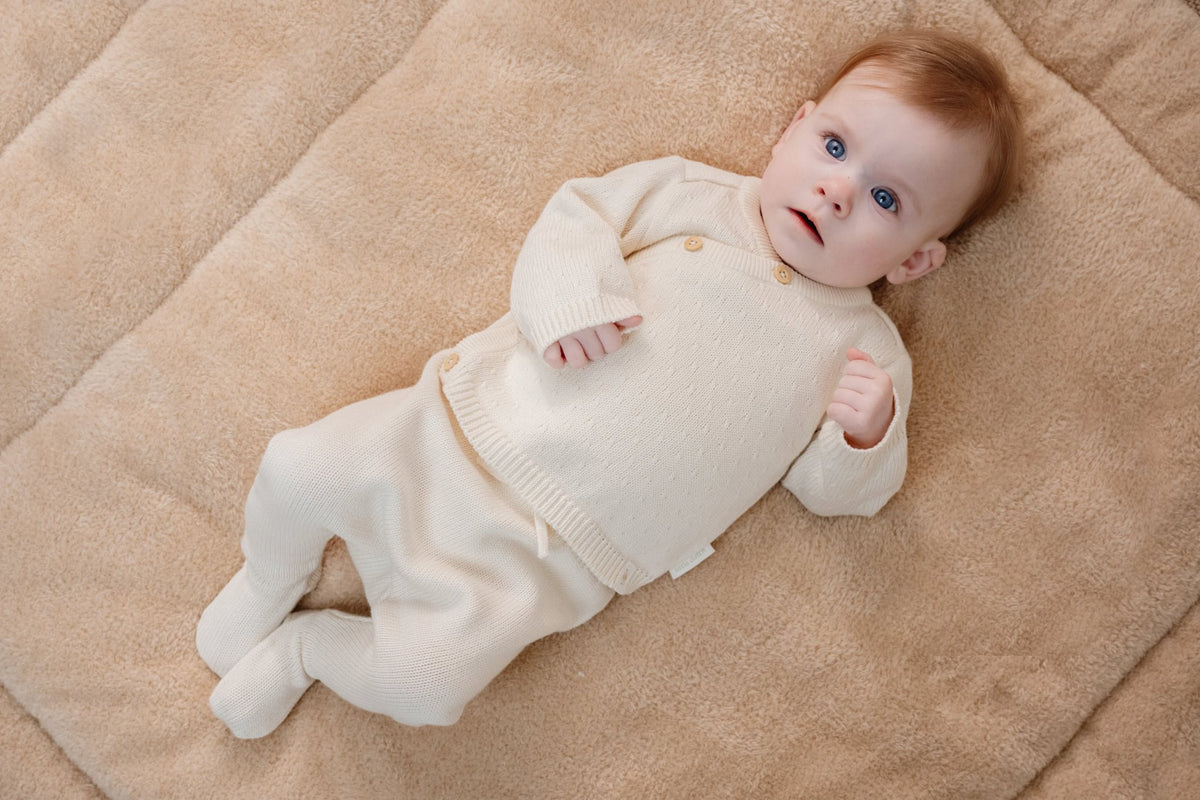 Gebreid vestje overslag wit Little Goose