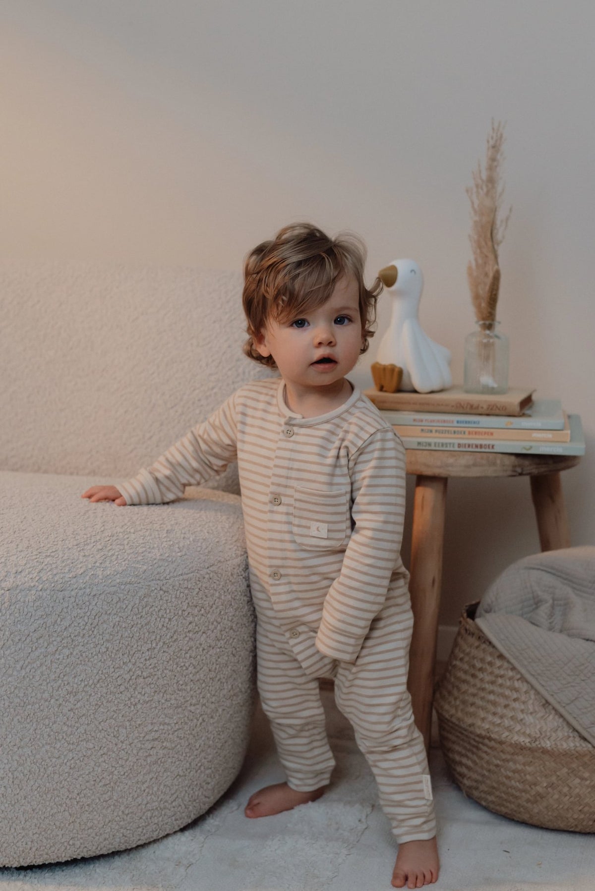 Little Dutch ééndelige pyjama - zand - gestreept