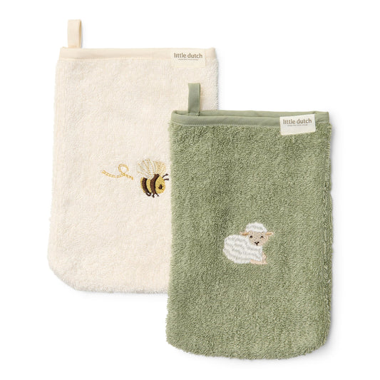 Washandjes geborduurd "Little Farm"
